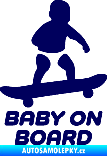 Samolepka Baby on board 008 pravá skateboard tmavě modrá