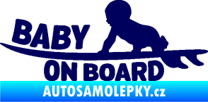 Samolepka Baby on board 010 levá surfing tmavě modrá