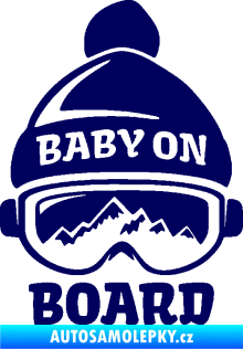 Samolepka Baby on board 012 levá na horách tmavě modrá