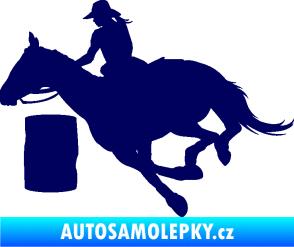 Samolepka Barrel racing 001 levá cowgirl rodeo tmavě modrá