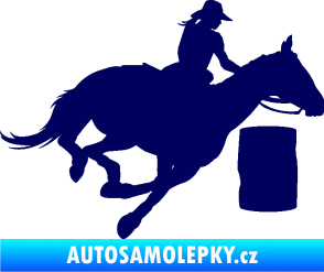 Samolepka Barrel racing 001 pravá cowgirl rodeo tmavě modrá
