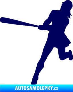 Samolepka Baseball 020 levá hráčka tmavě modrá