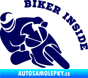 Samolepka Biker inside 002 levá motorkář tmavě modrá