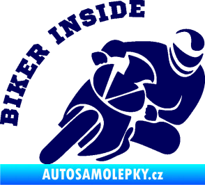 Samolepka Biker inside 002 pravá motorkář tmavě modrá