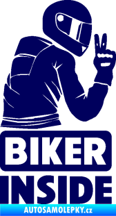 Samolepka Biker inside 003 pravá motorkář tmavě modrá