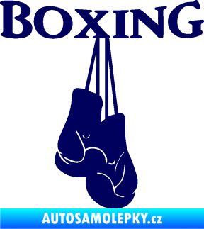Samolepka Boxing nápis s rukavicemi tmavě modrá