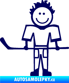 Samolepka Cartoon family kluk 002 levá hokejista tmavě modrá