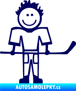 Samolepka Cartoon family kluk 002 pravá hokejista tmavě modrá