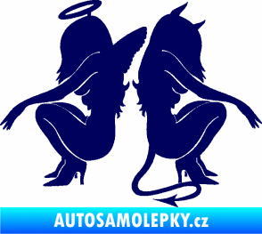 Samolepka Čertice 007 pravá s andělem tmavě modrá