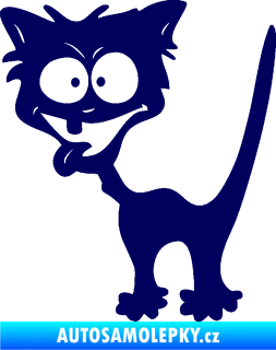 Samolepka Crazy cat levá bláznivá kočka tmavě modrá