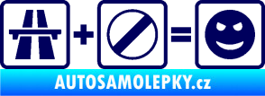 Samolepka Dálnice + konec omezení rychlosti = jízda tmavě modrá