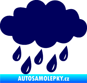 Samolepka Déšť 001 levá mrak a kapky tmavě modrá