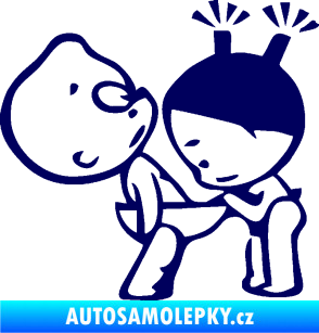 Samolepka Děti kuk do kalhot pravá tmavě modrá