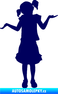 Samolepka Děti silueta 001 levá holčička krčí rameny tmavě modrá