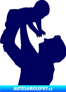 Samolepka Dítě v autě 026 levá miminko v náruči tmavě modrá