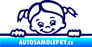 Samolepka Dítě v autě 030 pravá malá slečna hlavička tmavě modrá