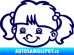 Samolepka Dítě v autě 035 levá holka hlavička tmavě modrá
