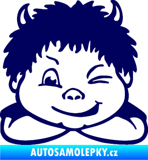 Samolepka Dítě v autě 055 levá kluk čertík tmavě modrá