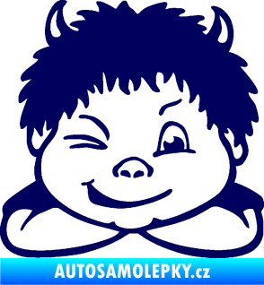 Samolepka Dítě v autě 055 pravá kluk čertík tmavě modrá