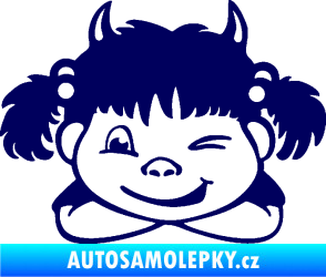 Samolepka Dítě v autě 056 levá holčička čertice tmavě modrá