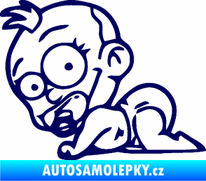Samolepka Dítě v autě 067 levá lezoucí miminko tmavě modrá