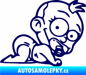 Samolepka Dítě v autě 067 pravá lezoucí miminko tmavě modrá