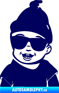 Samolepka Dítě v autě 081 levá chlapeček v brýlích tmavě modrá