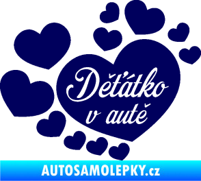 Samolepka Dítě v autě 092 nápis děťátko v autě se srdíčky tmavě modrá