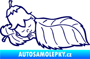 Samolepka Dítě v autě 107 levá spinká na lístečku tmavě modrá