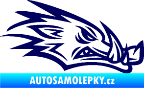 Samolepka Divoké prase 002 pravá kanec hlava tmavě modrá