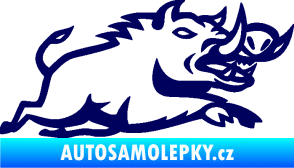 Samolepka Divoké prase 004 pravá tmavě modrá