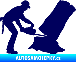 Samolepka Dřevorubec 003 pravá pila tmavě modrá
