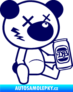 Samolepka Drunk bear 002 pravá medvěd s plechovkou tmavě modrá