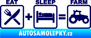 Samolepka Eat sleep farm tmavě modrá