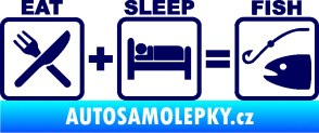 Samolepka Eat sleep fish tmavě modrá