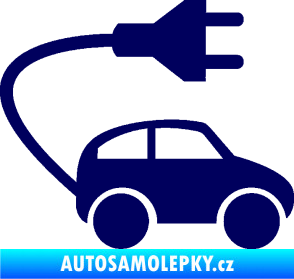 Samolepka Elektro auto 002 pravá symbol zásuvka tmavě modrá
