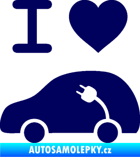 Samolepka Elektroauto 003 levá I love elektro tmavě modrá