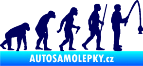 Samolepka Evoluce 005 rybář pravá tmavě modrá