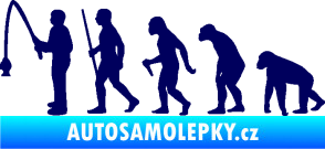 Samolepka Evoluce 005 rybář levá tmavě modrá