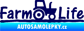 Samolepka Farm life nápis s traktorem tmavě modrá