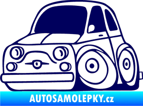 Samolepka Fiat 500 karikatura levá tmavě modrá