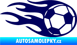 Samolepka Fotbalový míč 004 pravá v plamenech tmavě modrá