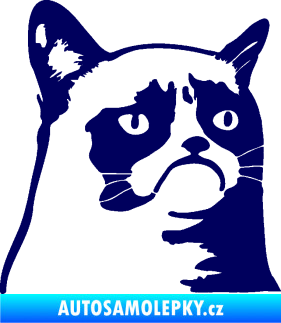 Samolepka Grumpy cat 002 pravá tmavě modrá