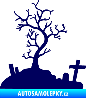 Samolepka Halloween 019 levá hřbitov tmavě modrá