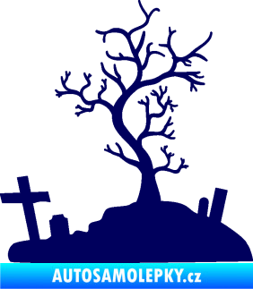 Samolepka Halloween 019 pravá hřbitov tmavě modrá