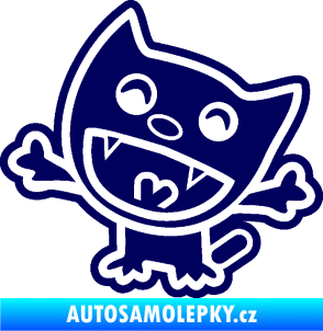 Samolepka Happy cat 002 levá šťastná kočka tmavě modrá