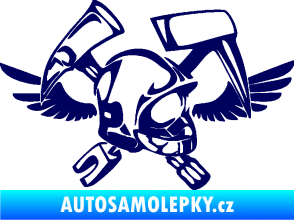 Samolepka Hasič 011 pravá helma tmavě modrá