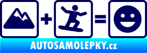 Samolepka Hory + snowboard = veselý smajlík tmavě modrá
