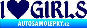 Samolepka I love girls nápis se srdcem tmavě modrá