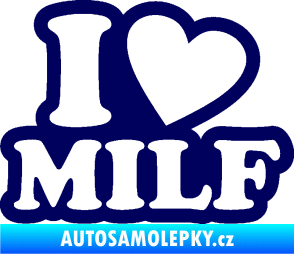 Samolepka I love milf 002 nápis tmavě modrá